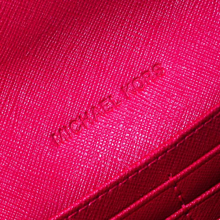 Pre Owned Michael Kors Red Leather Hamilton Continental Wallet