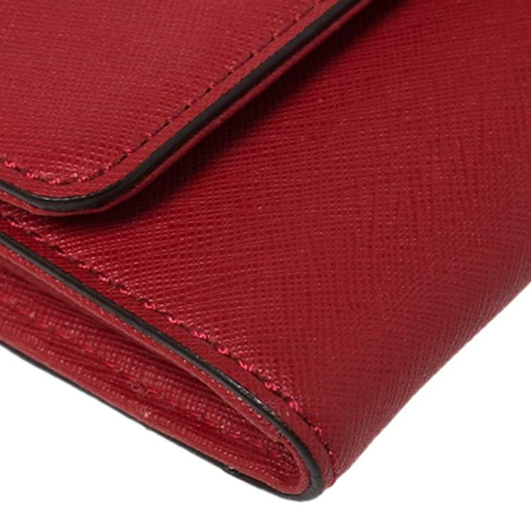 Pre Owned Michael Kors Red Leather Hamilton Continental Wallet
