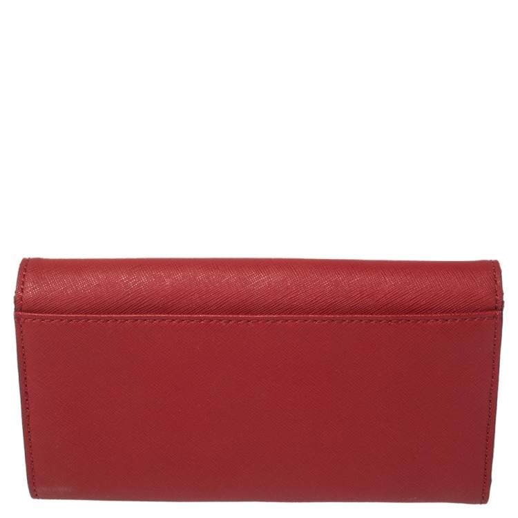 Pre Owned Michael Kors Red Leather Hamilton Continental Wallet
