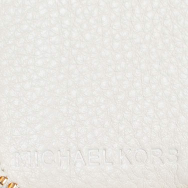 Pre Owned Micheal Kors White Leather Zip Around Wallet