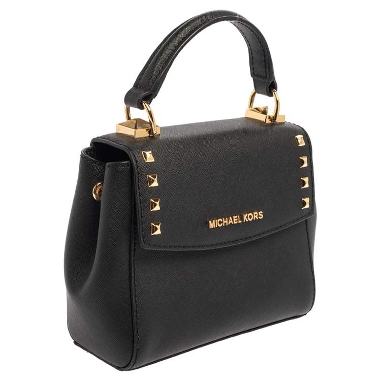 Pre Owned Michael Kors Black Leather Mini Karla Top Handle Bag