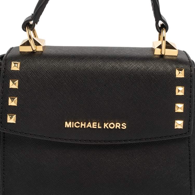 Pre Owned Michael Kors Black Leather Mini Karla Top Handle Bag