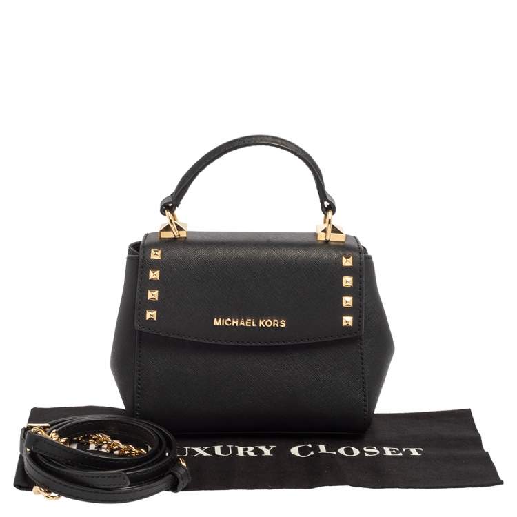 Pre Owned Michael Kors Black Leather Mini Karla Top Handle Bag