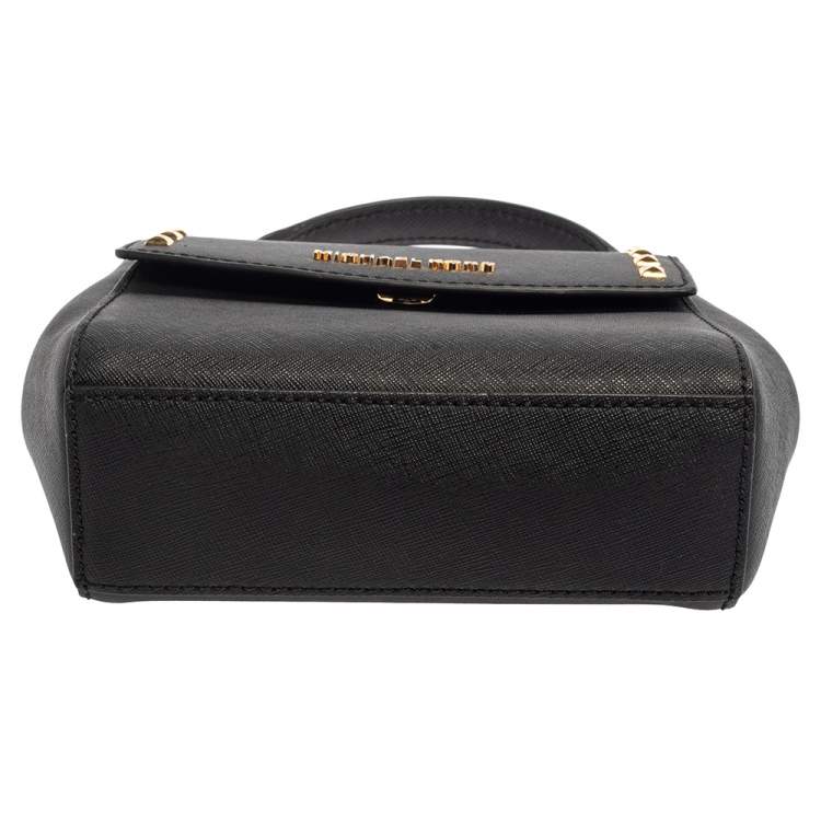 Pre Owned Michael Kors Black Leather Mini Karla Top Handle Bag