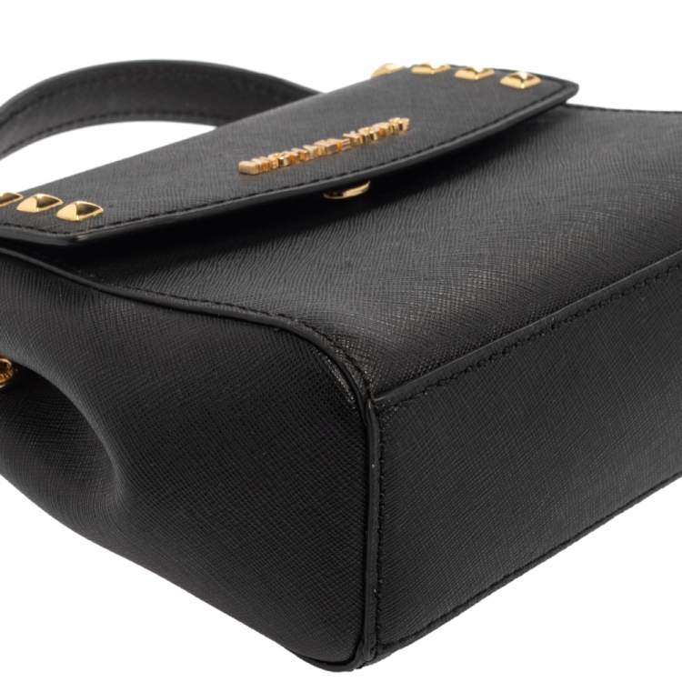 Pre Owned Michael Kors Black Leather Mini Karla Top Handle Bag