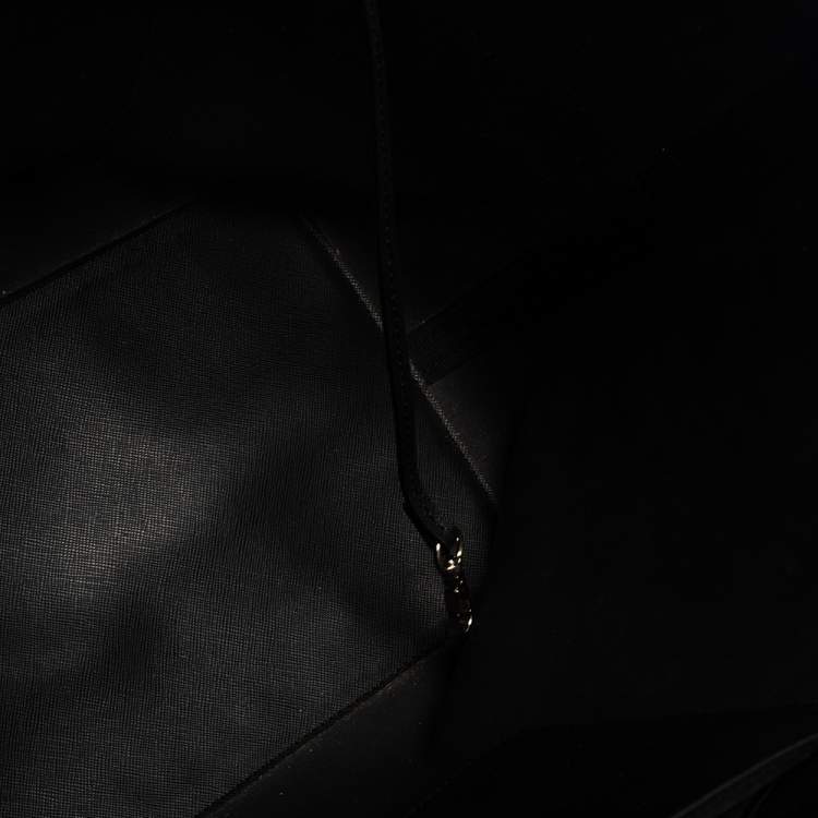 Pre Owned Michael Kors Hounds tooth Printed Leather Jet Set Travel Tote