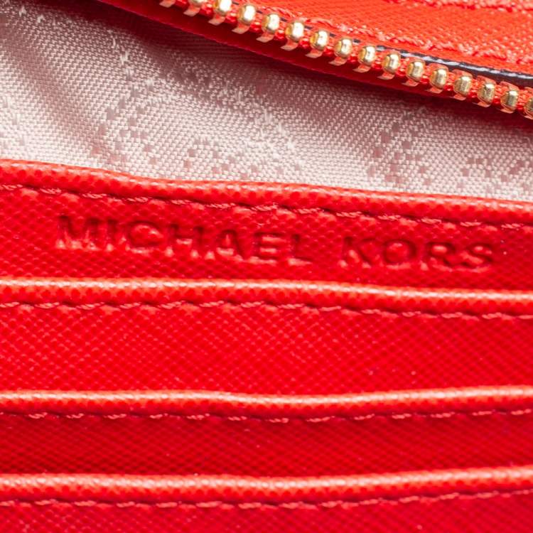 Pre Owned Michael Kors Orange Saffiano Leather Mini Selma Crossbody Bag