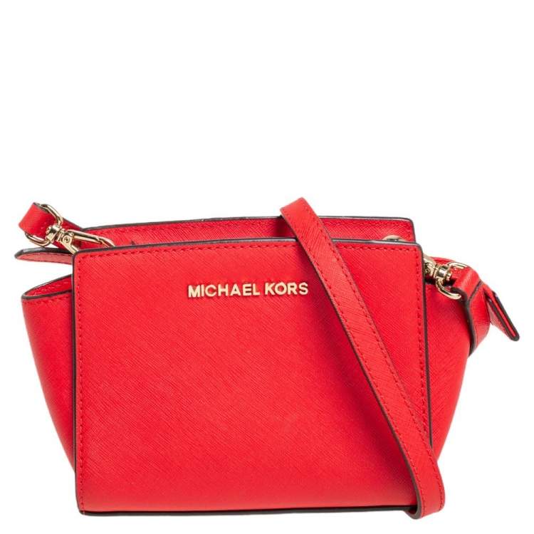 Michael Kors Orange Saffiano Leather Mini Selma Crossbody Bag Michael Kors  | TLC