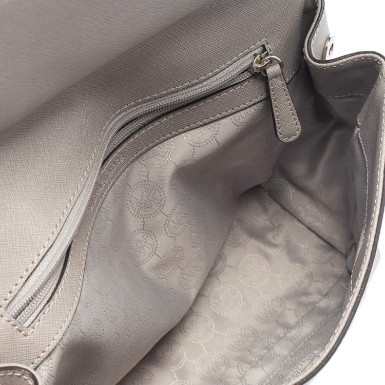 Pre Owned Michael Kors Grey Leather Medium Ava Top Handle Bag