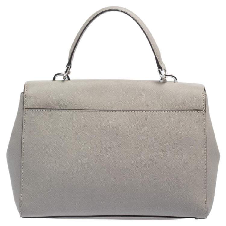 Pre Owned Michael Kors Grey Leather Medium Ava Top Handle Bag