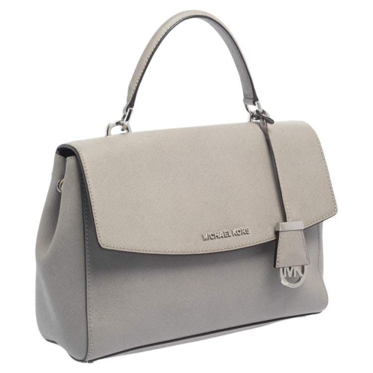 Pre Owned Michael Kors Grey Leather Medium Ava Top Handle Bag