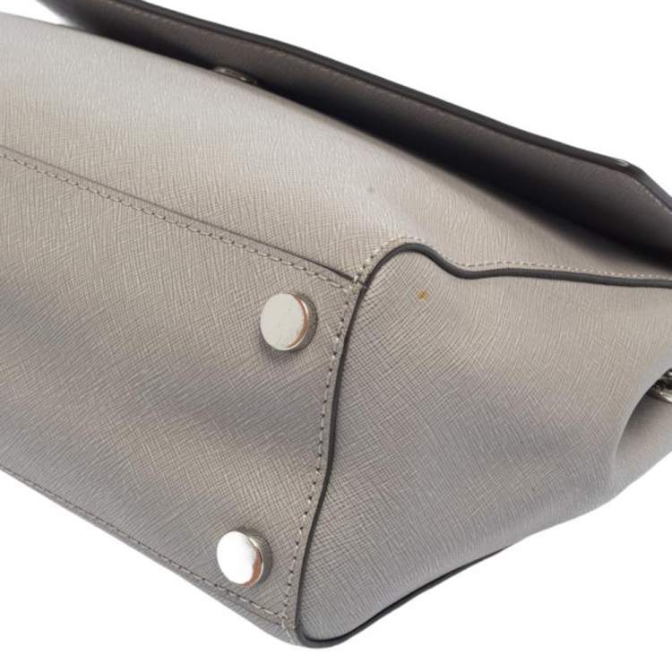 Pre Owned Michael Kors Grey Leather Medium Ava Top Handle Bag
