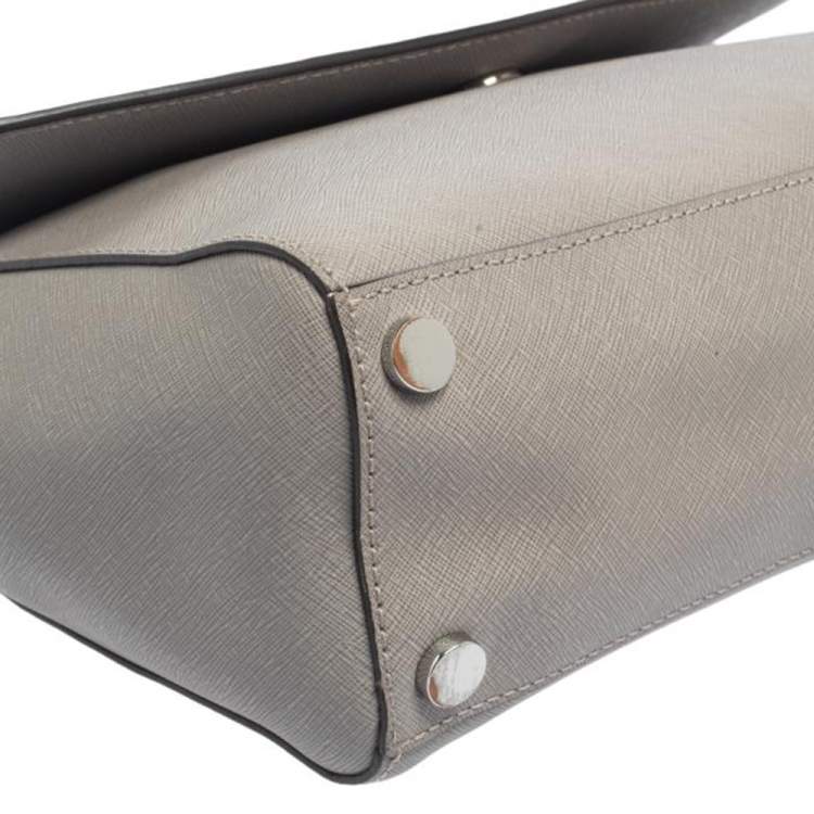 Pre Owned Michael Kors Grey Leather Medium Ava Top Handle Bag