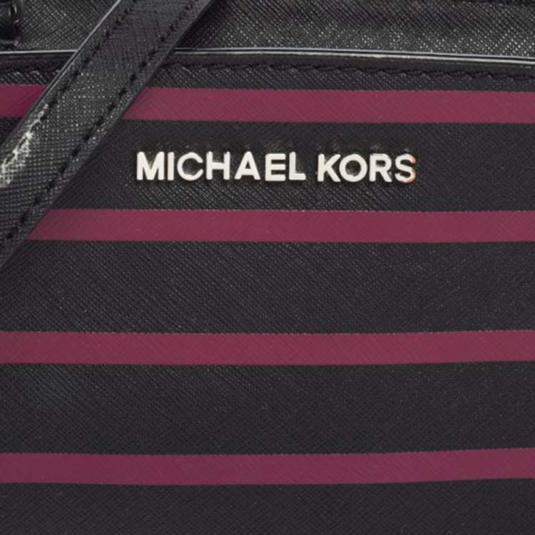 Pre Owned Michael Kors Black/Pink Saffiano Leather Mini Selma Crossbody Bag