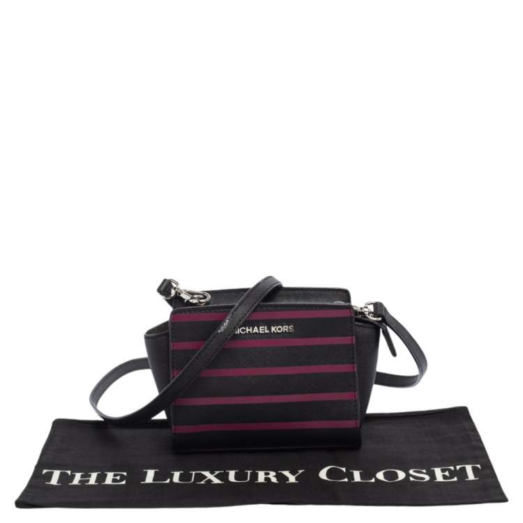 Pre Owned Michael Kors Black/Pink Saffiano Leather Mini Selma Crossbody Bag