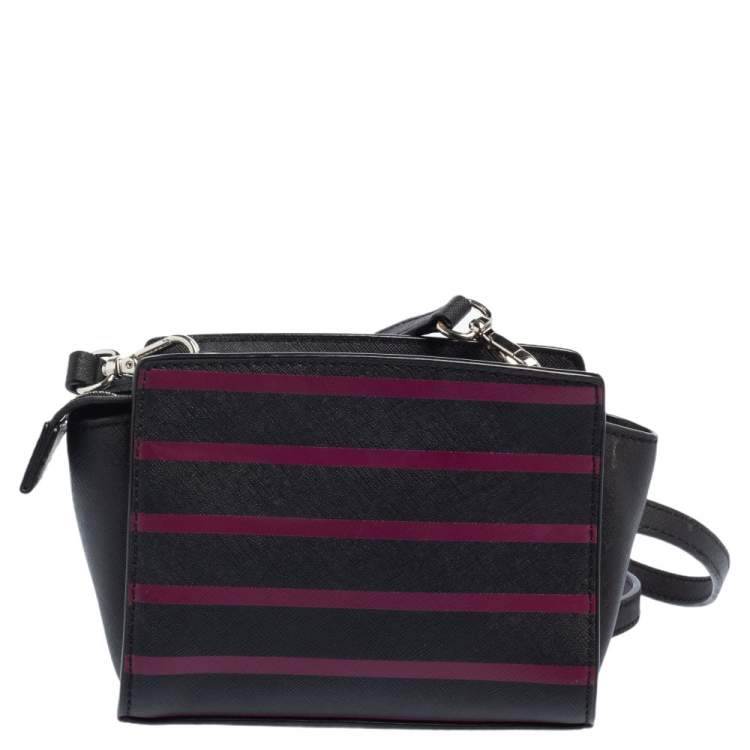 Pre Owned Michael Kors Black/Pink Saffiano Leather Mini Selma Crossbody Bag