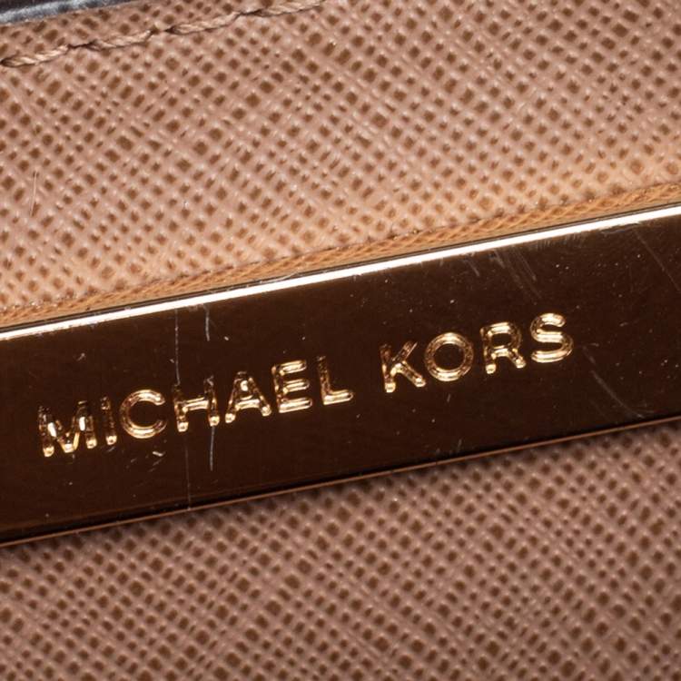 Pre Owned Michael Kors Plum Croc Embossed Leather Mini Mercer Tote