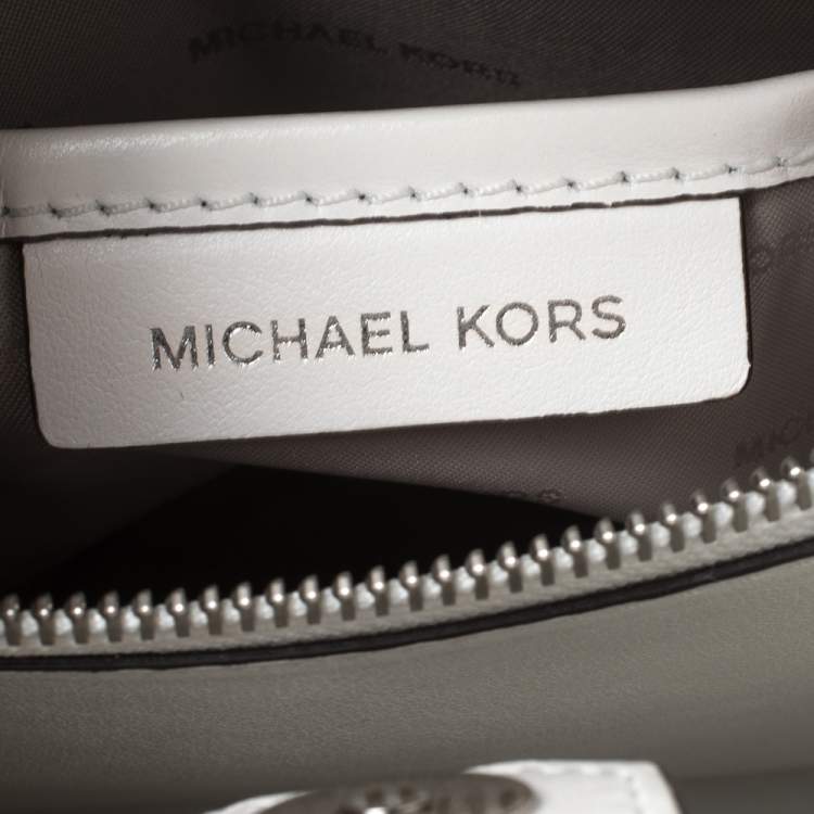 Pre Owned Michael Kors White Ruffled Leather Small Mercer Gallery Tote