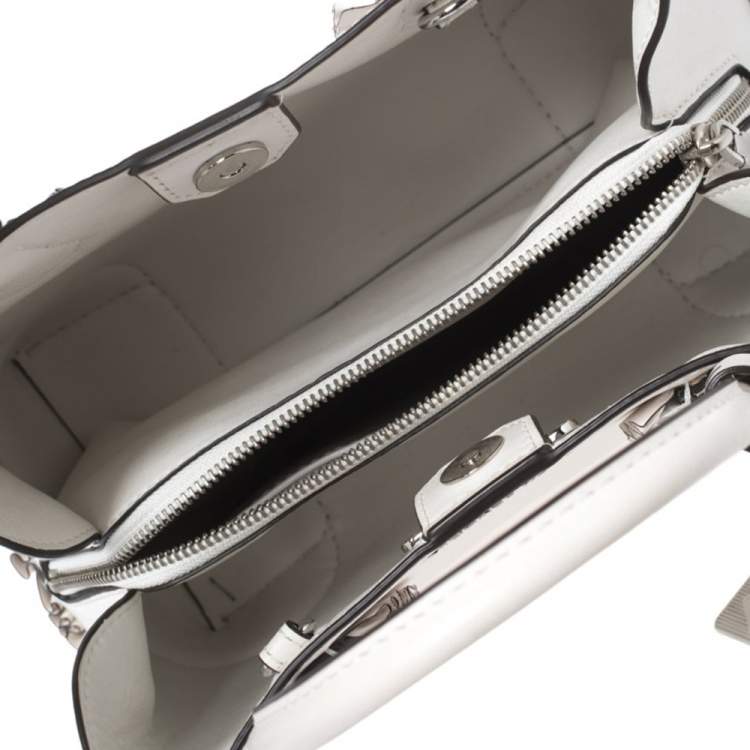 Pre Owned Michael Kors White Ruffled Leather Small Mercer Gallery Tote