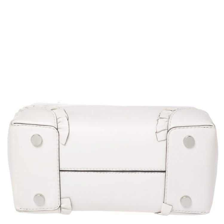 Pre Owned Michael Kors White Ruffled Leather Small Mercer Gallery Tote