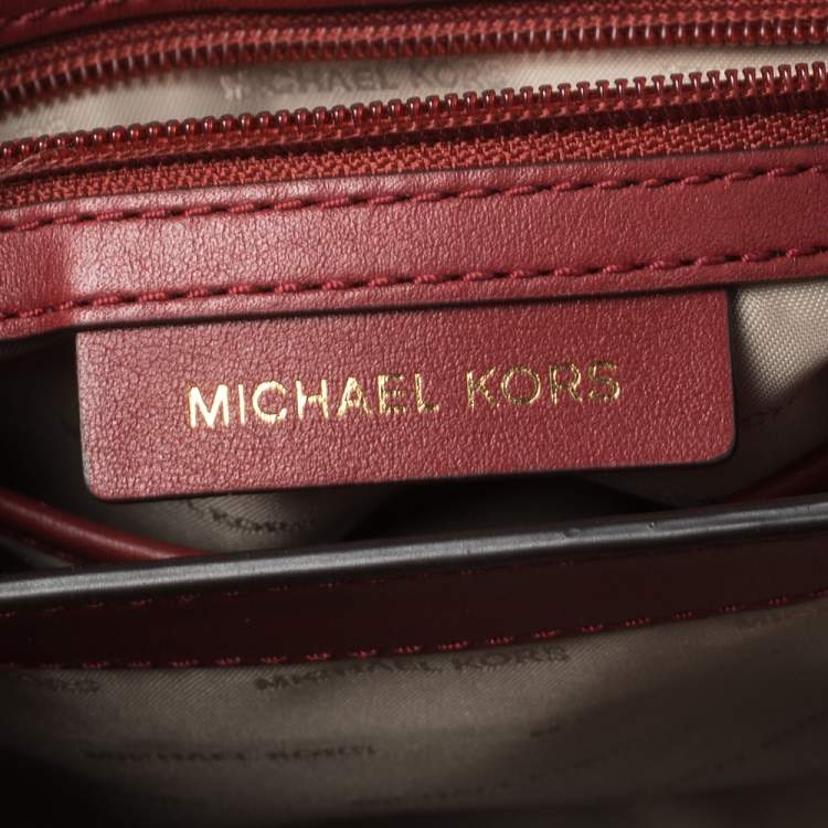 Pre Owned Michael Kors Red Leather Large Delfina Saddle Bag
