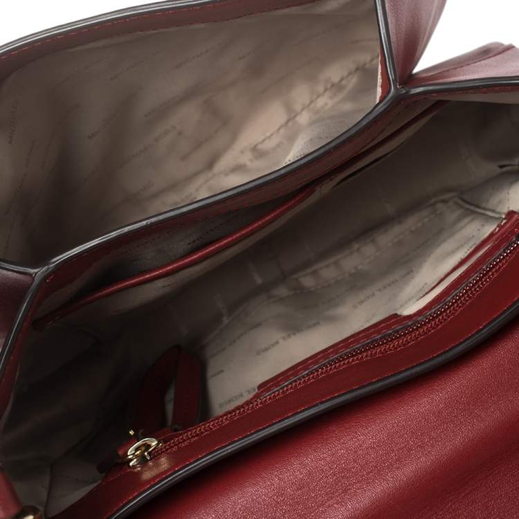 Pre Owned Michael Kors Red Leather Large Delfina Saddle Bag