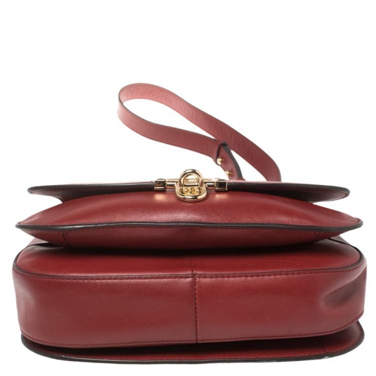 Pre Owned Michael Kors Red Leather Large Delfina Saddle Bag