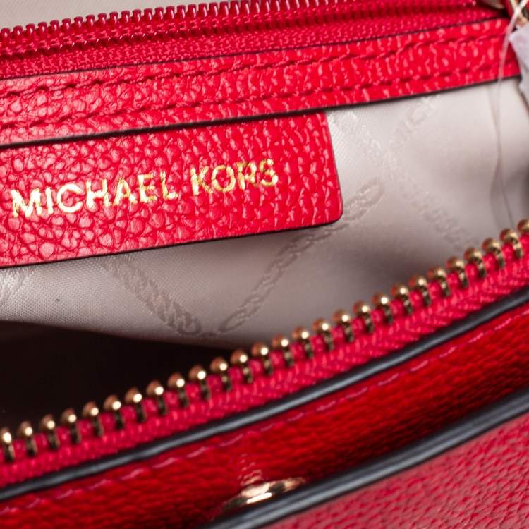Pre Owned Michael Kors Red Pebbled Leather Small Maxine Satchel
