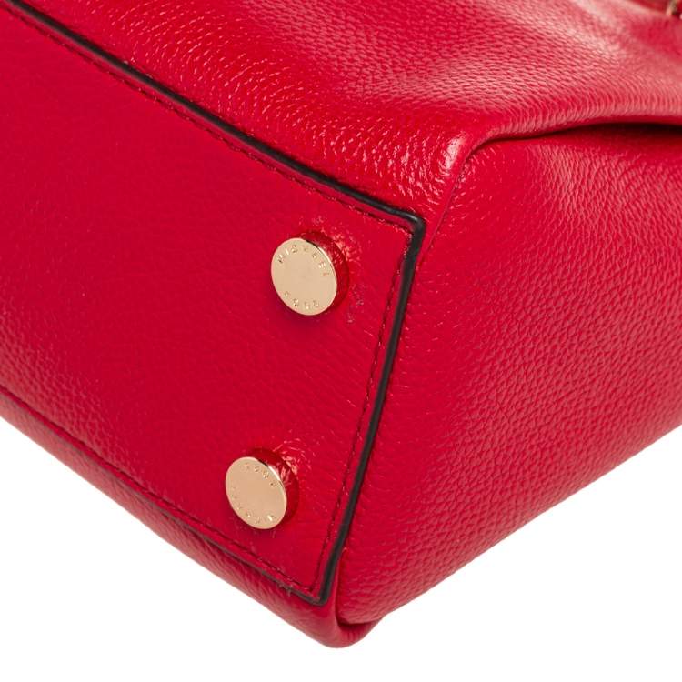 Pre Owned Michael Kors Red Pebbled Leather Small Maxine Satchel