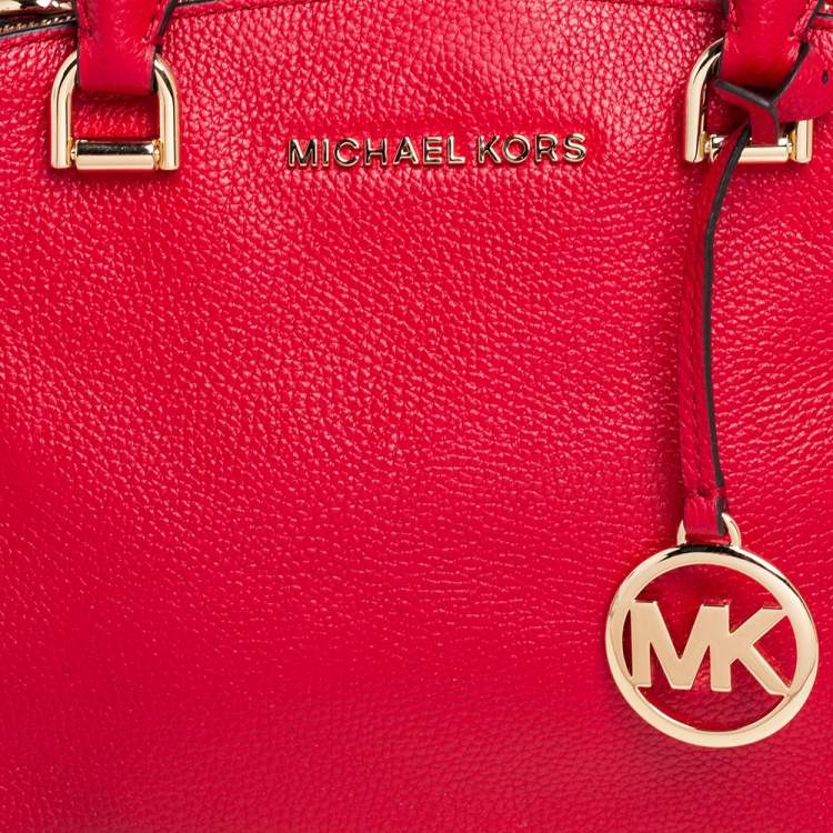 Pre Owned Michael Kors Red Pebbled Leather Small Maxine Satchel
