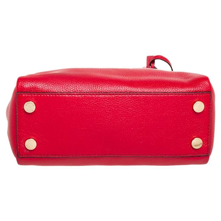 Pre Owned Michael Kors Red Pebbled Leather Small Maxine Satchel