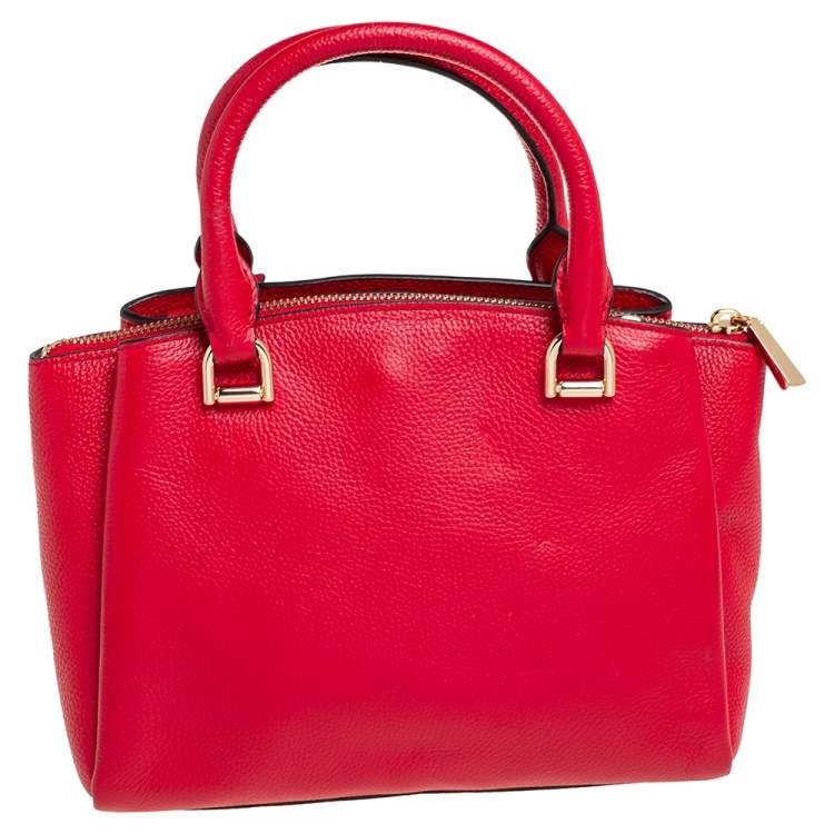 Pre Owned Michael Kors Red Pebbled Leather Small Maxine Satchel