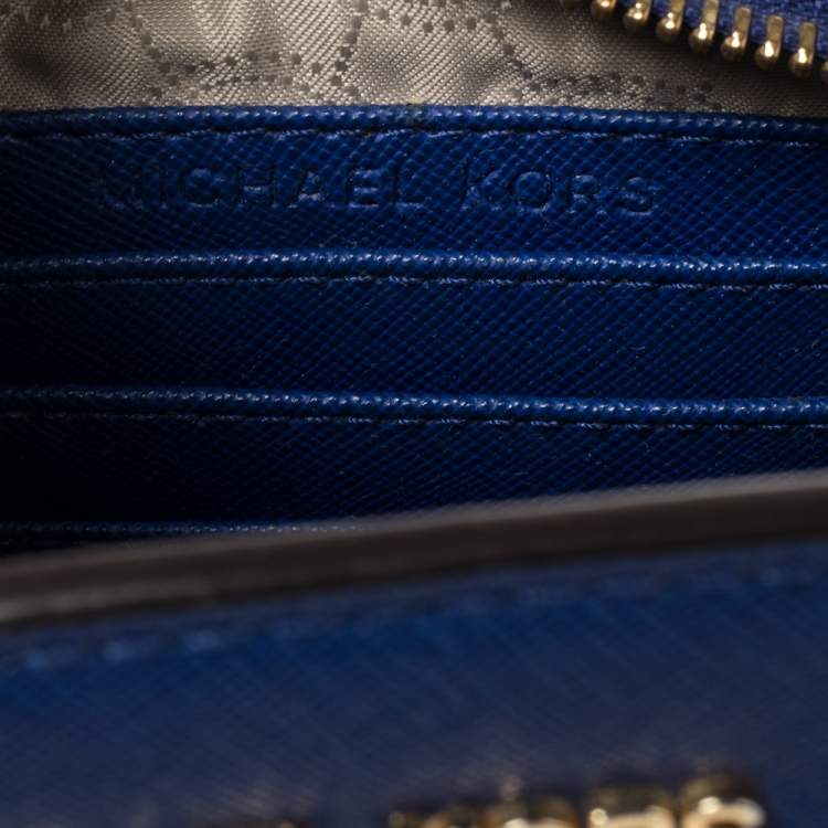 Pre Owned Michael Kors Blue Saffiano Leather Mini Selma Crossbody Bag