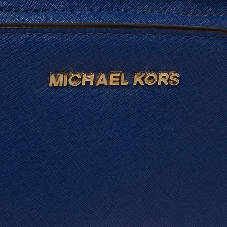 Pre Owned Michael Kors Blue Saffiano Leather Mini Selma Crossbody Bag