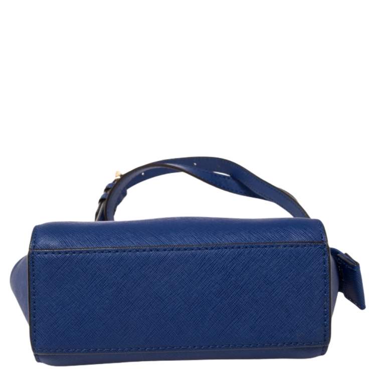 Pre Owned Michael Kors Blue Saffiano Leather Mini Selma Crossbody Bag