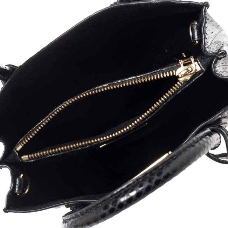 Pre Owned Michael Kors Black Snakeskin Mini Mercer Tote