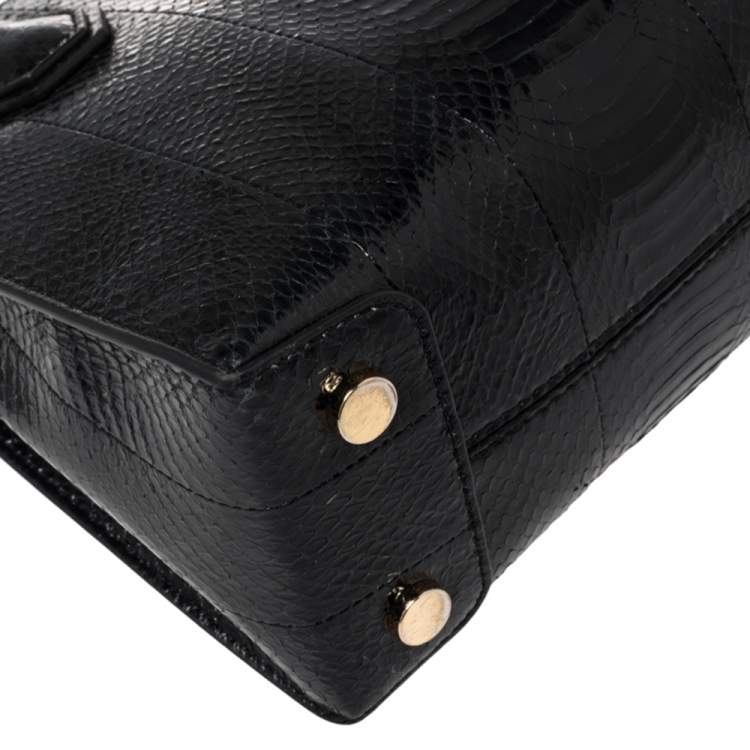 Pre Owned Michael Kors Black Snakeskin Mini Mercer Tote
