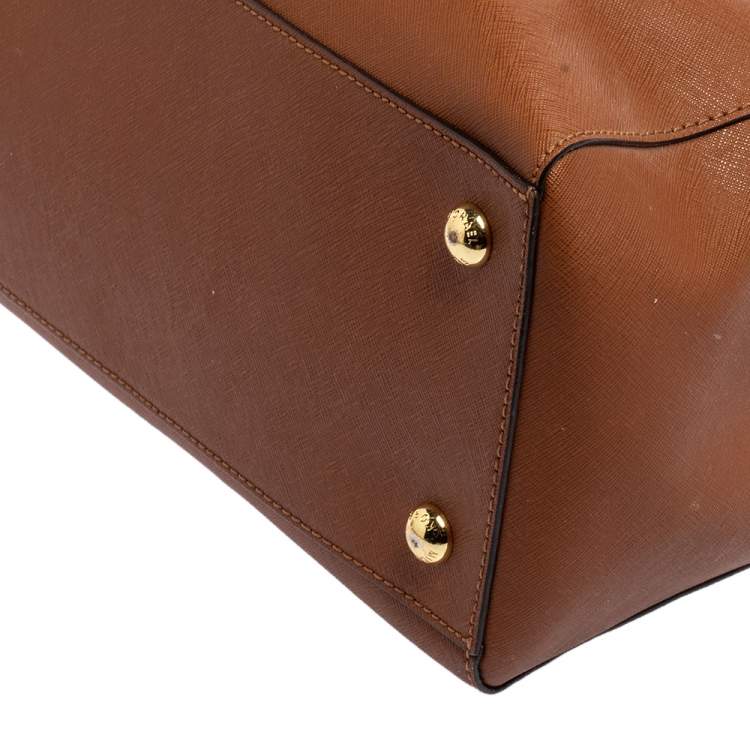 Pre Owned Michael Kors Brown Leather Large Jet Set Travel Tote