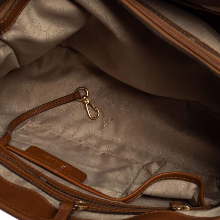 Pre Owned Michael Kors Brown Leather Large Jet Set Travel Tote