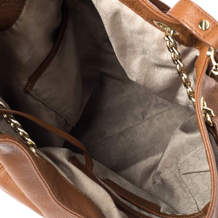 Pre Owned Michael Kors Brown Leather Jet Set Chain Hobo