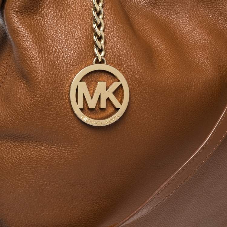 Pre Owned Michael Kors Brown Leather Jet Set Chain Hobo