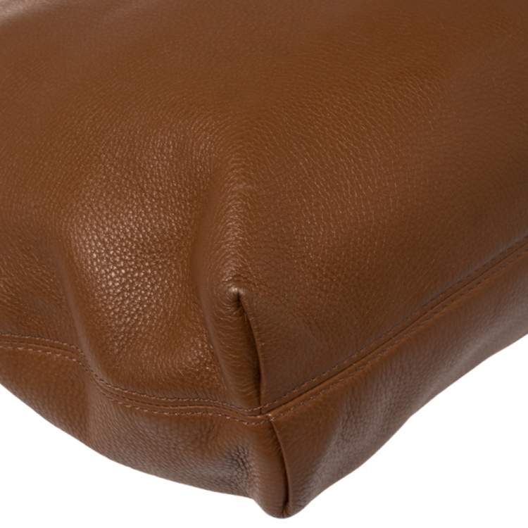 Pre Owned Michael Kors Brown Leather Jet Set Chain Hobo