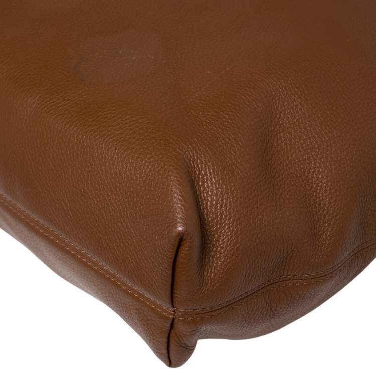 Pre Owned Michael Kors Brown Leather Jet Set Chain Hobo