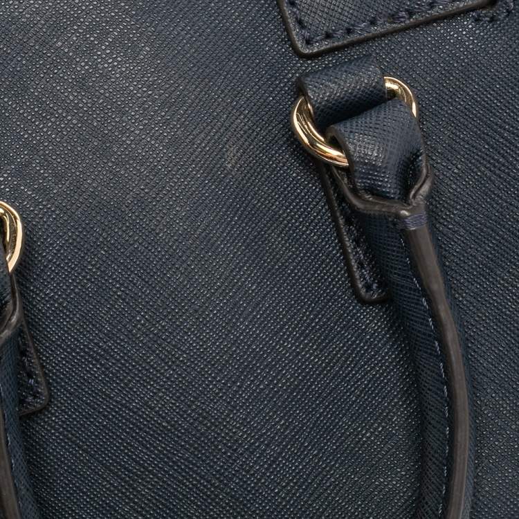 Pre Owned Michael Michael Kors Navy Blue Leather Hamilton Mini Tote