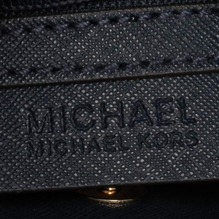 Pre Owned Michael Michael Kors Navy Blue Leather Hamilton Mini Tote