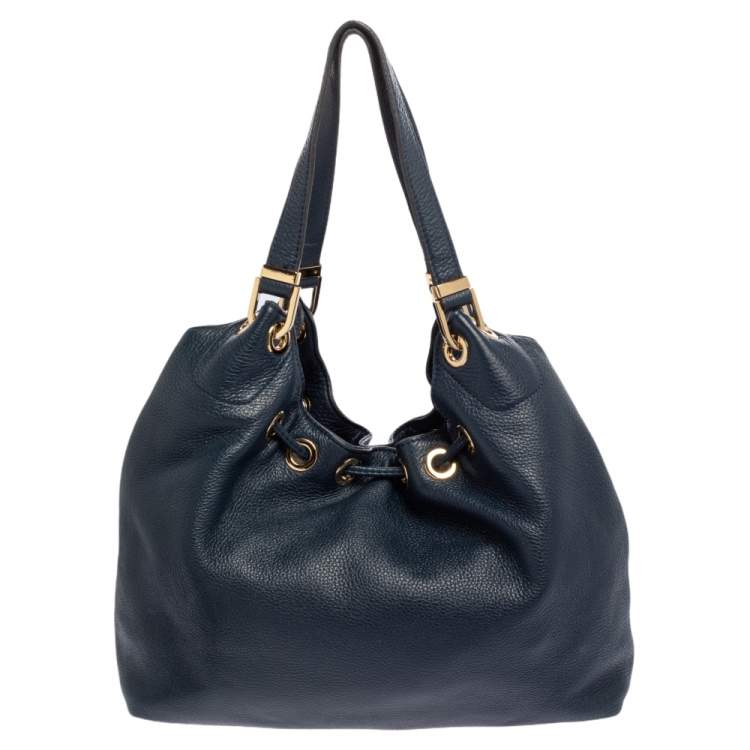Pre Owned MICHAEL Michael Kors Blue Leather Large Camden Drawstring Shoulder Bag