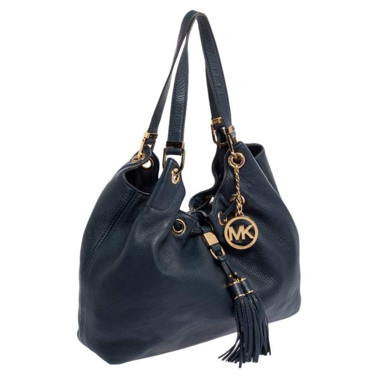 Pre Owned MICHAEL Michael Kors Blue Leather Large Camden Drawstring Shoulder Bag