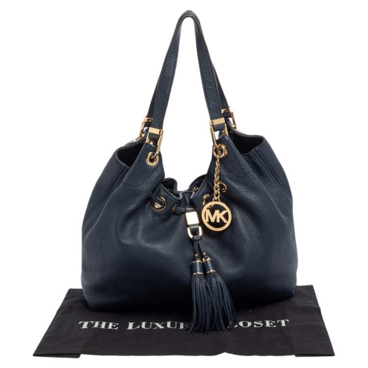 Pre Owned MICHAEL Michael Kors Blue Leather Large Camden Drawstring Shoulder Bag