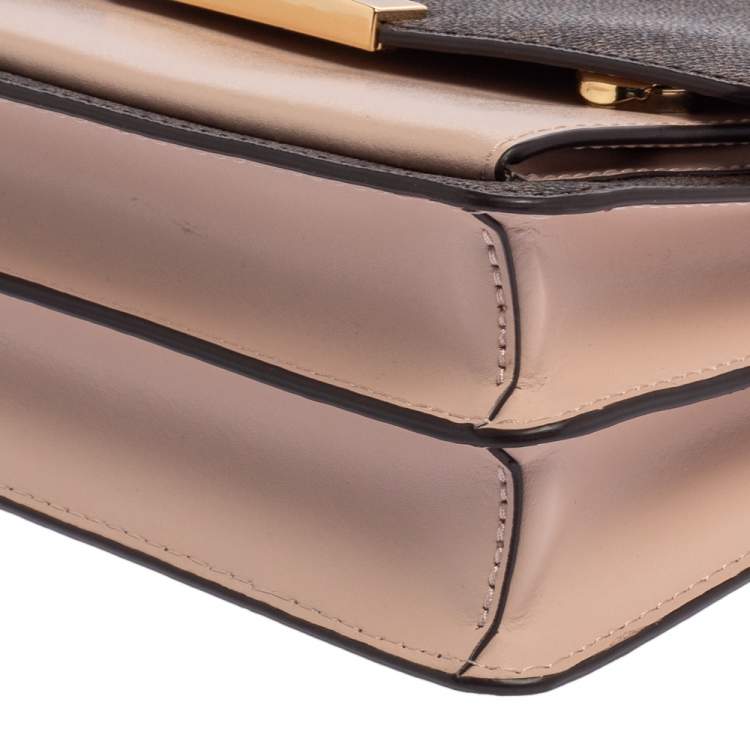 مملوكة مسبقًا Michael Kors Beige/Brown Monogram Coated Canvas and Leather Jade Shoulder Bag