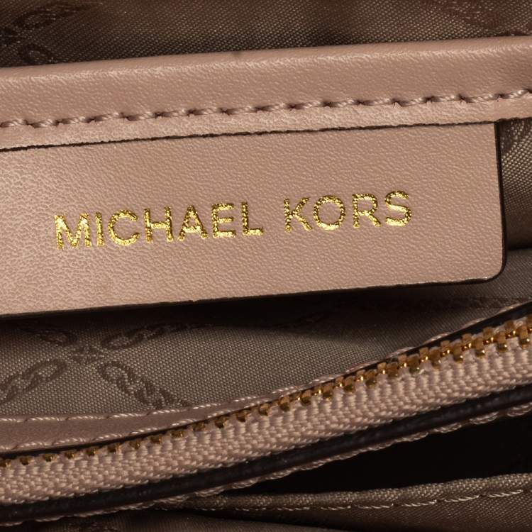 مملوكة مسبقًا Michael Kors Beige/Brown Monogram Coated Canvas and Leather Jade Shoulder Bag